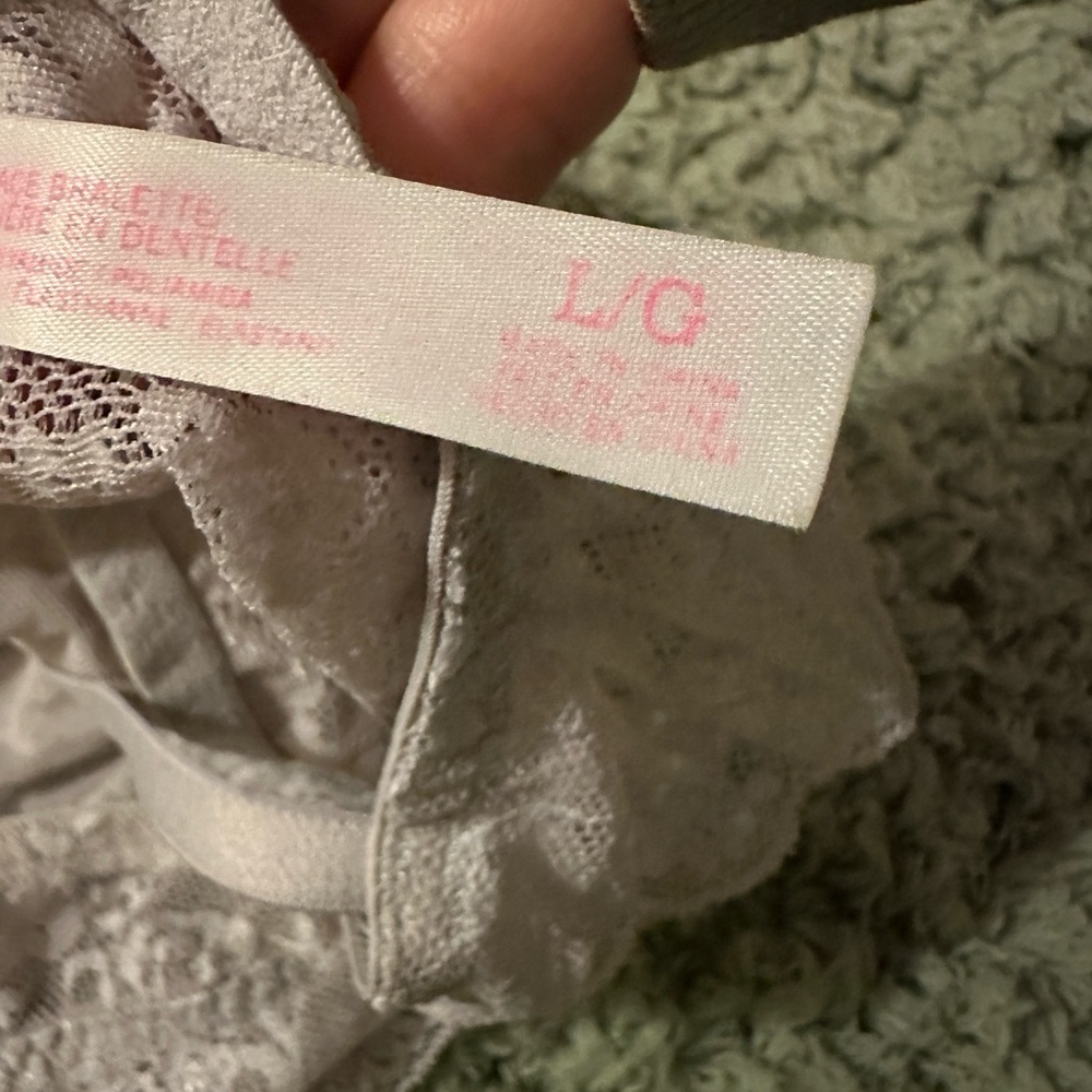 Victorias Secret Pink Gray Bling Stone Embellished Ruched Lace Cami Bra - Picture 7 of 8